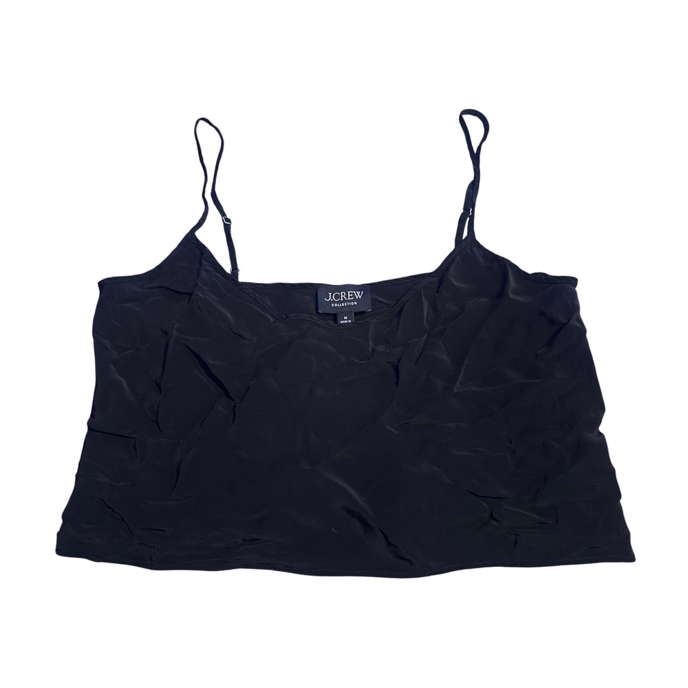 J.Crew Collection Black 100% Viscose Cropped Cami Camisole Tank Top Size M